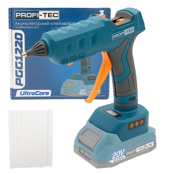 Аккумуляторный клеевой пистолет PROFI-TEC PGG1220 (без аккумулятора и зарядного устройства) 008011, FGT