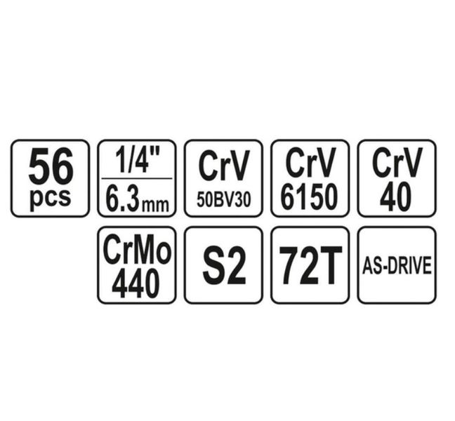 Набір інструментів YATO 1/4" 56 од. YT-14501 YT-14501, FGT