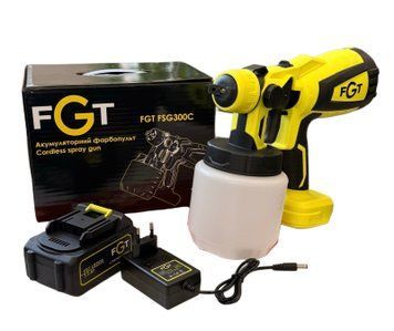 Аккумуляторный краскопульт FGT FSG300C (3.0 Ah x1, зарядное устройство)