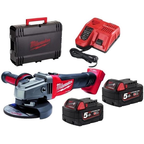 Аккумуляторная угловая шлифовальная машина Milwaukee M18 FSAG125XB-502X (2×5.0 Ач, зарядное устройство) (4933478430) 4933478430, FGT