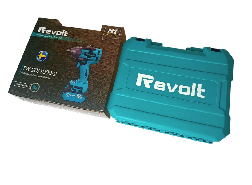 Акумуляторний гайковерт REVOLT TW 20/1000-2 (2 х 4.0 Aг, зарядний пристрій) в кейсі 0441, FGT