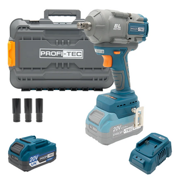 Аккумуляторный гайковерт PROFI-TEC PPTW11020 UltraCore  (1&times;PT2040VX (4.0 Ач), зарядное устройство, кейс) 008146, FGT