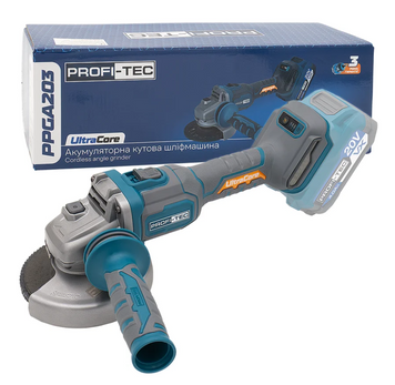 Аккумуляторная угловая шлифовальная машина PROFI-TEC PPGA203 UltraCore (без аккумулятора и зарядного устройства) 007180, FGT