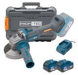 Аккумуляторная угловая шлифовальная машина PROFI-TEC PPGA203 UltraCore (2&times;PT2040VX (4.0 Ач), зарядное устройство) 007640, FGT
