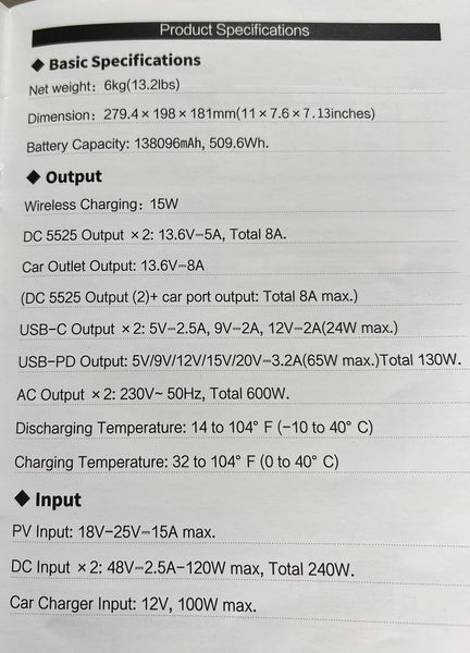 Портативна зарядна станція REDBO Portable Power Station 600W, RD-MPS600W RD-MPS600W, FGT